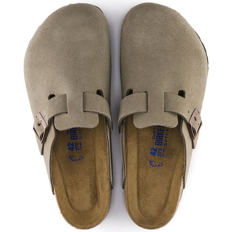 Birkenstock Soft Footbed Ruskind Boston Dame Grå Brune | DK 31ILH